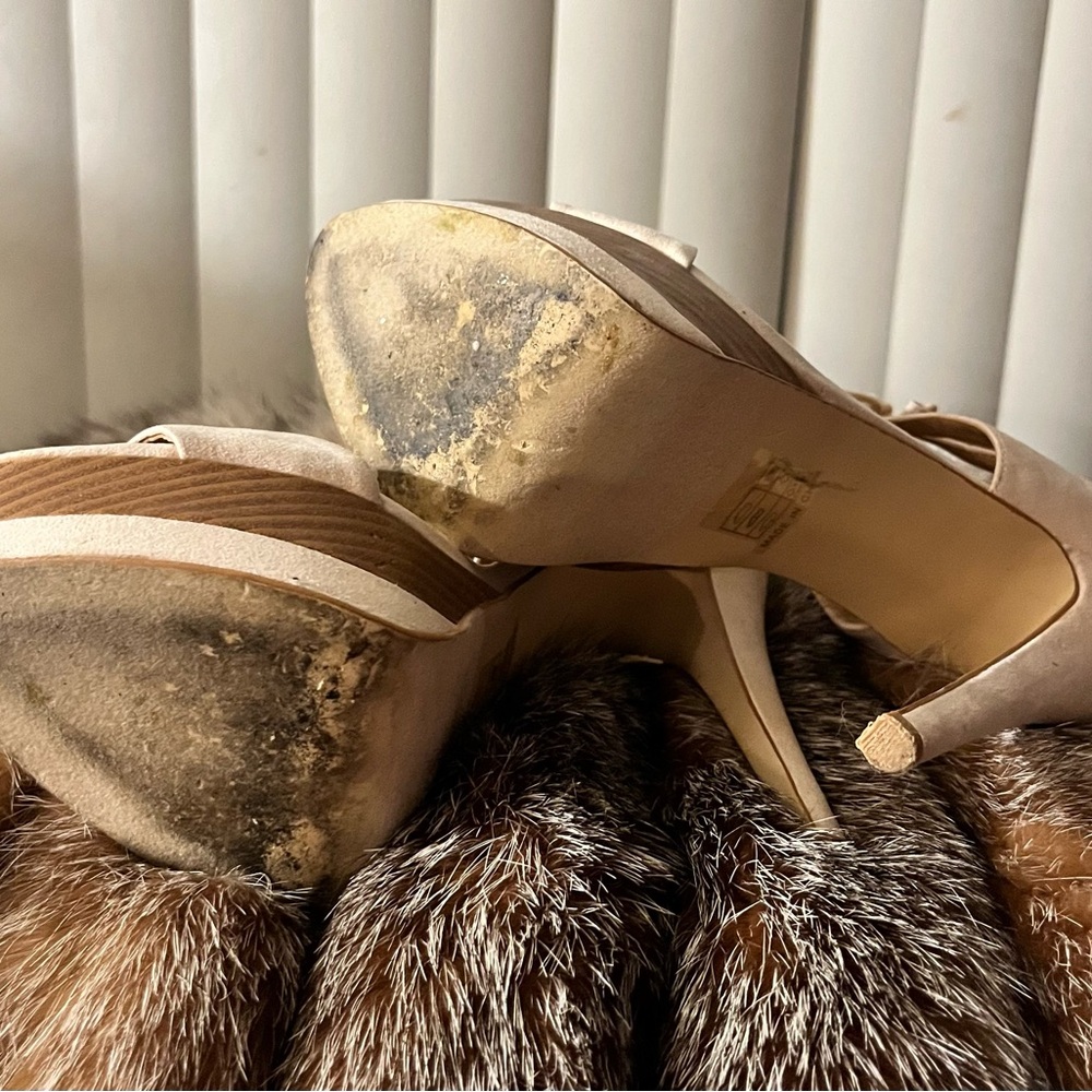 JustFab Nude Lace-Up Platform Heels - Picture 5 of 5